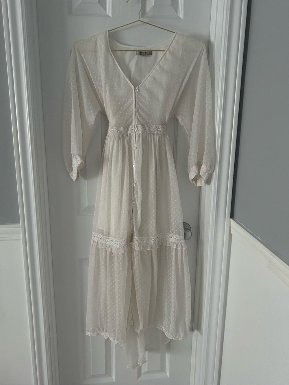 All Saints - Vintage-Inspired Ivory Button-Front Maxi Dress